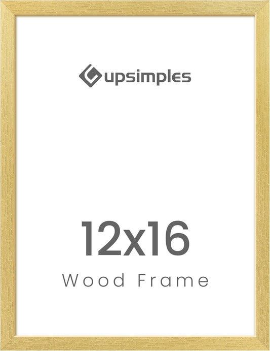 12X16 Picture Frame, Wall Gallery Photo Frames with Engineered Wood, Gold 1 Pack