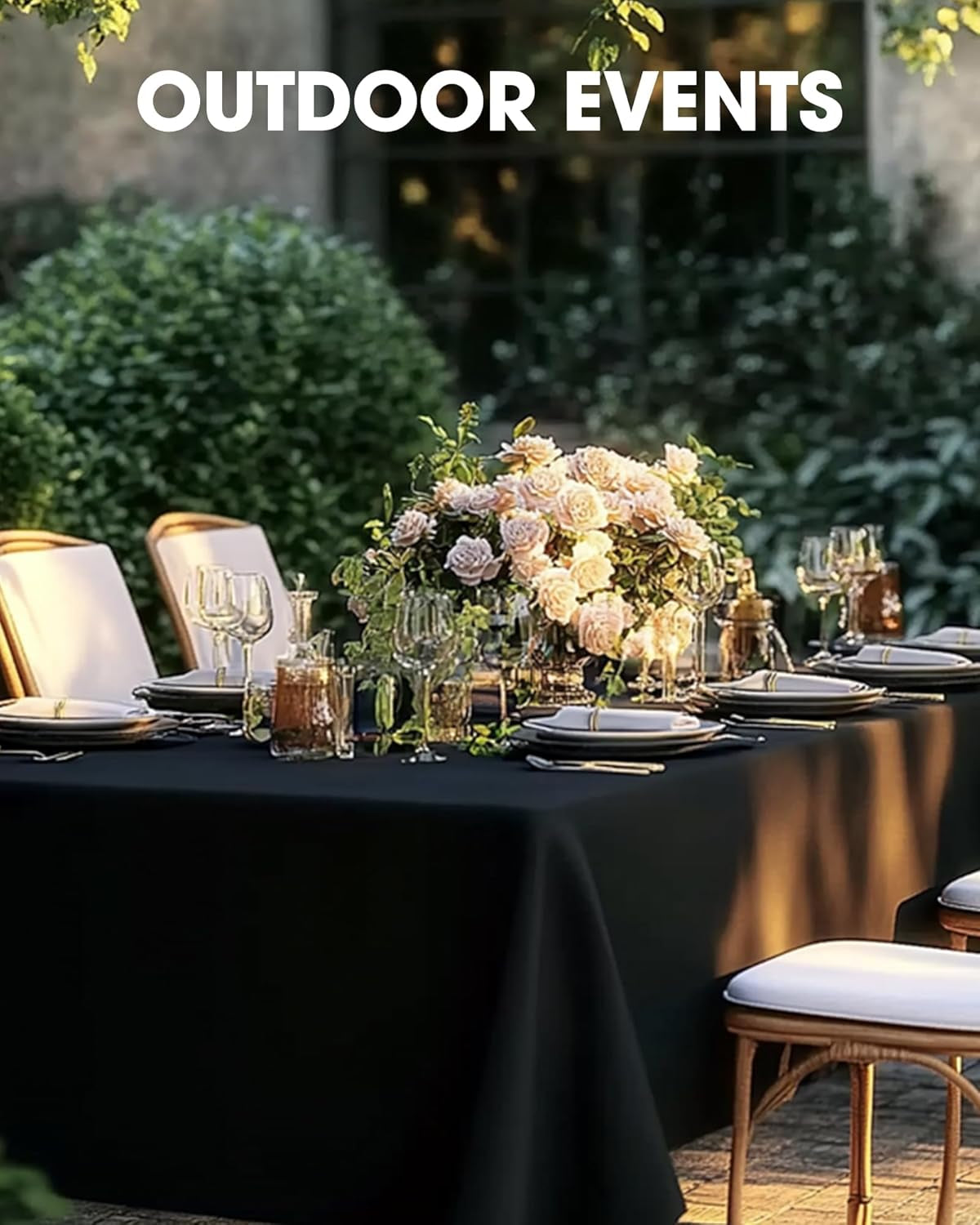 Rectangle Table Cloth 60" X 102" – Durable Polyester Tablecloth Offers Reusable & Washable Protection, Ideal for Outdoor Party, Picnic, Wedding, Banquet and Birthday, 2 Pack, Black