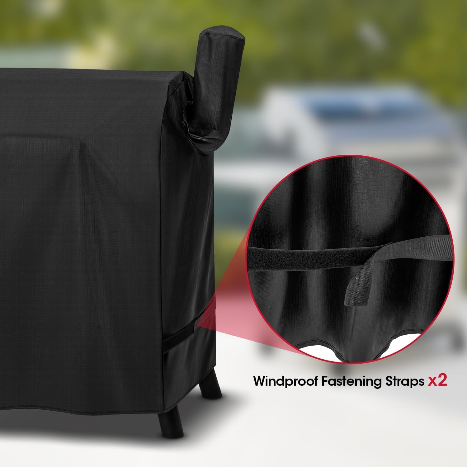 Pellet Grill Cover Compatible with Traeger 22 Series, Lil Tex, Outdoor Full Length Pellet Smoker Cover, Unique UV Resistant Waterproof Vinyl Exterior with Polyester Lining