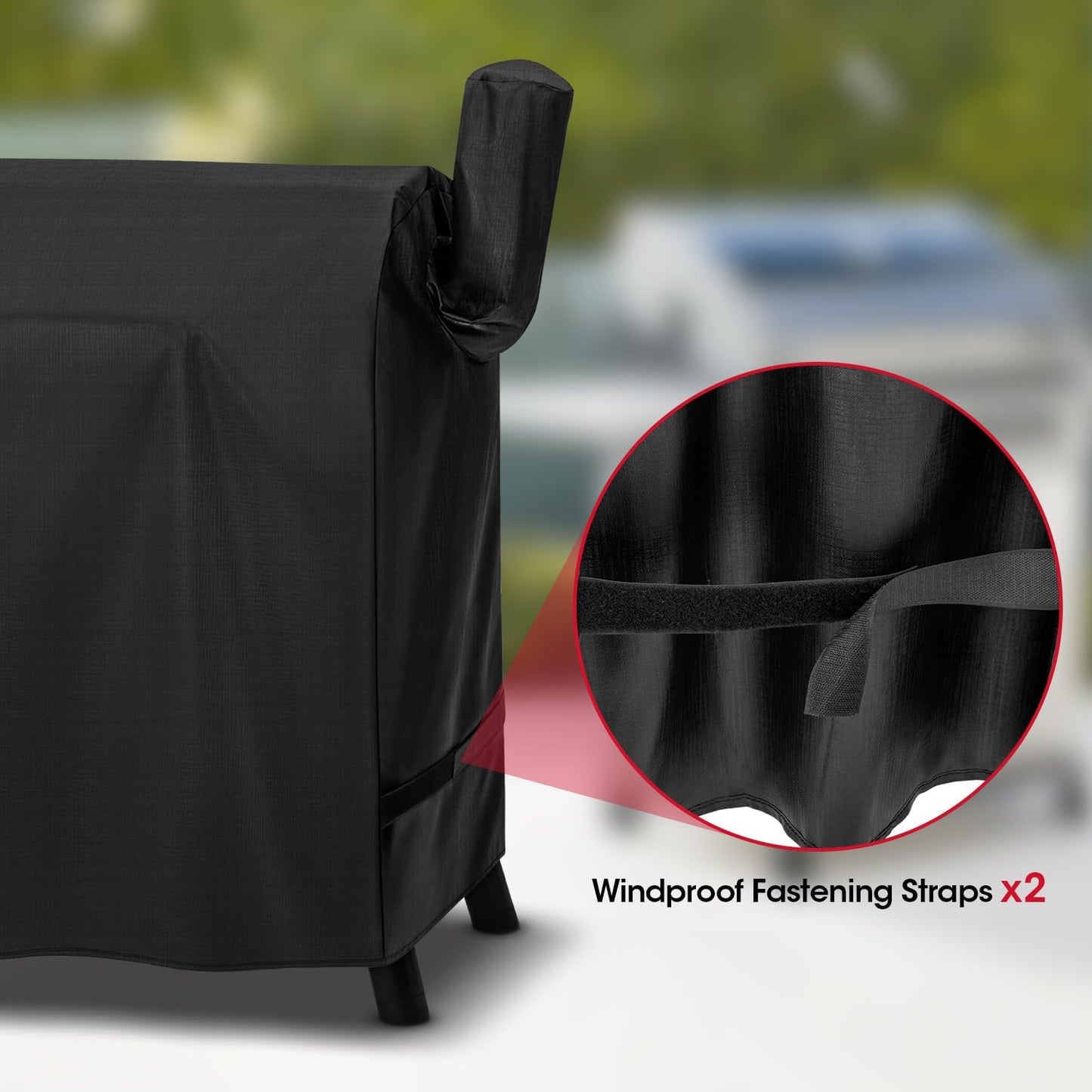 Pellet Grill Cover Compatible with Traeger 22 Series, Lil Tex, Outdoor Full Length Pellet Smoker Cover, Unique UV Resistant Waterproof Vinyl Exterior with Polyester Lining