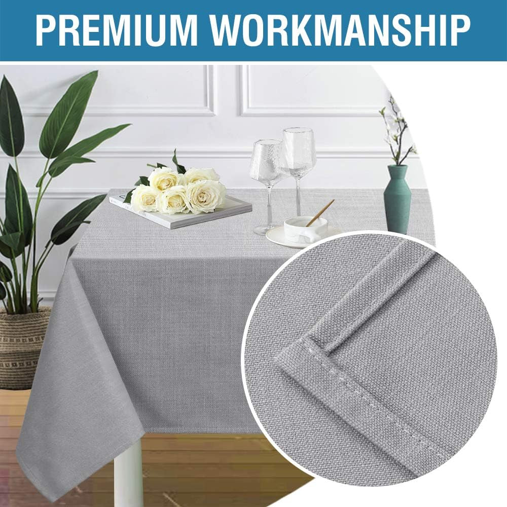 Linen Textured Table Cloths 54 X 54 Inch Premium Solid Tablecloth Spill-Proof Waterproof Table Cover for Dining Buffet Feature Extra Soft and Thick Fabric Wrinkle Free, Grey