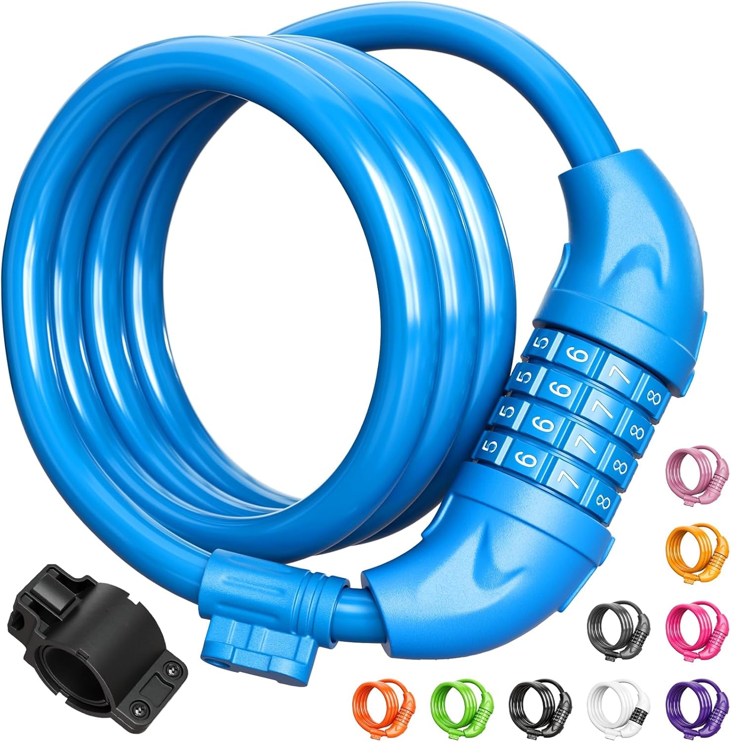 Bike Lock, Bicycle Lock 4 Feet Cable Lock 1/2 Inch Resettable Bike Lock Combination with Mounting Bracket, Bike Accessories for Bicycle, Electric Scooter, Motorcycle