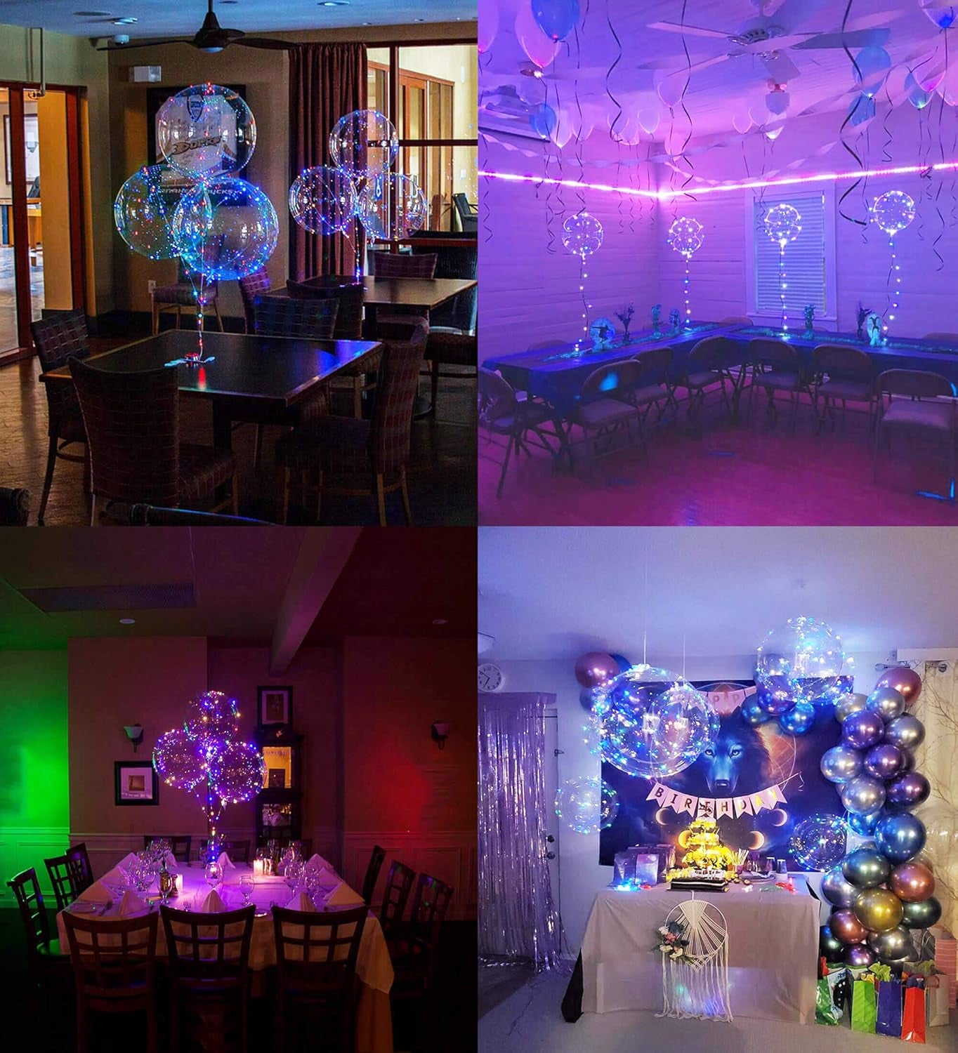 LED Balloons 10 Pack, Light up Balloons 20 Inches Clear Helium Bobo Balloon, Glow Bubble Balloons with String Lights for Valentines Day Halloween Christmas Wedding Birthday Party Decoration