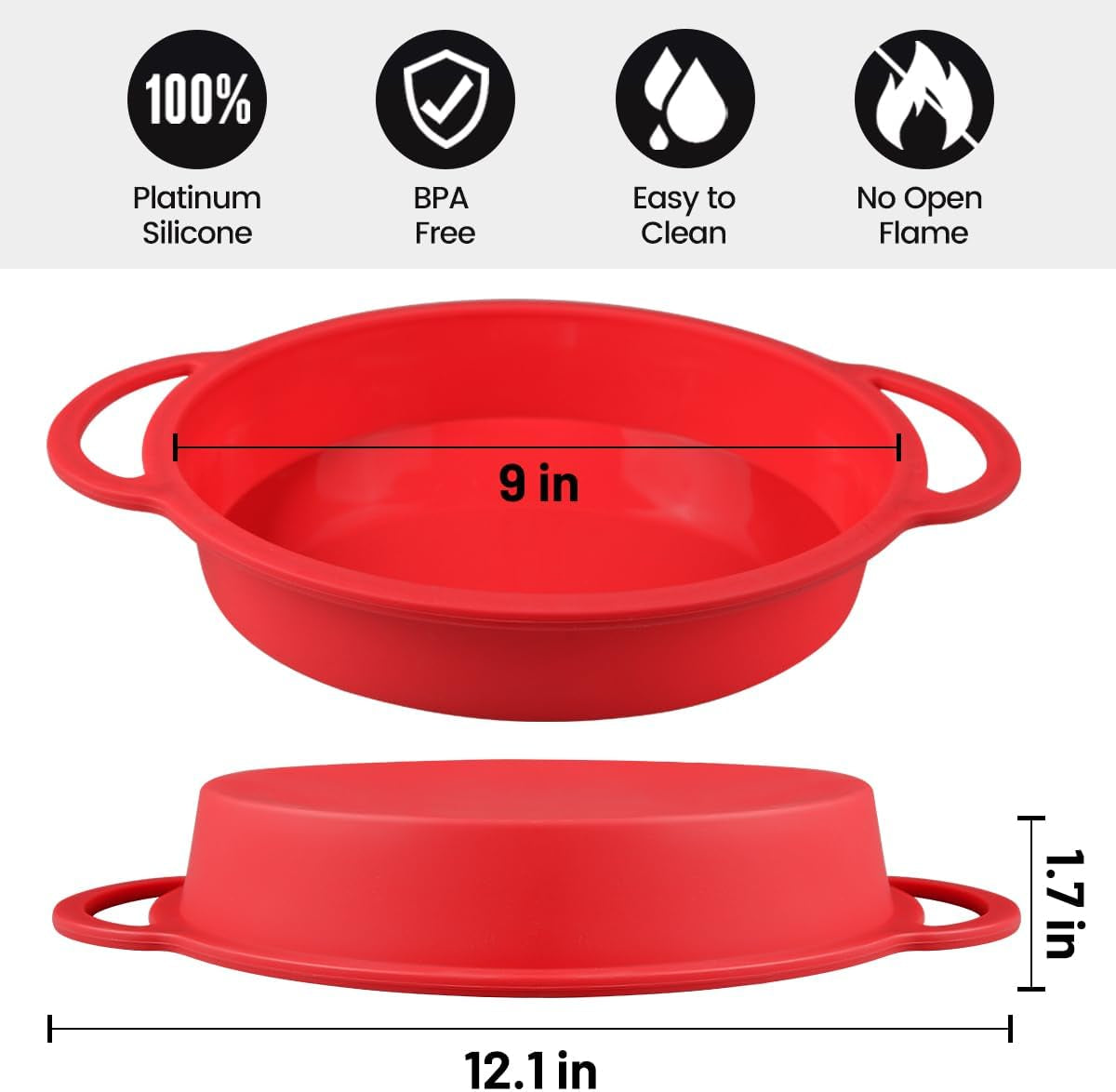 Regular 12 Cups Muffin Pan, 9" Cake Pan Silicone with Metal Frame
