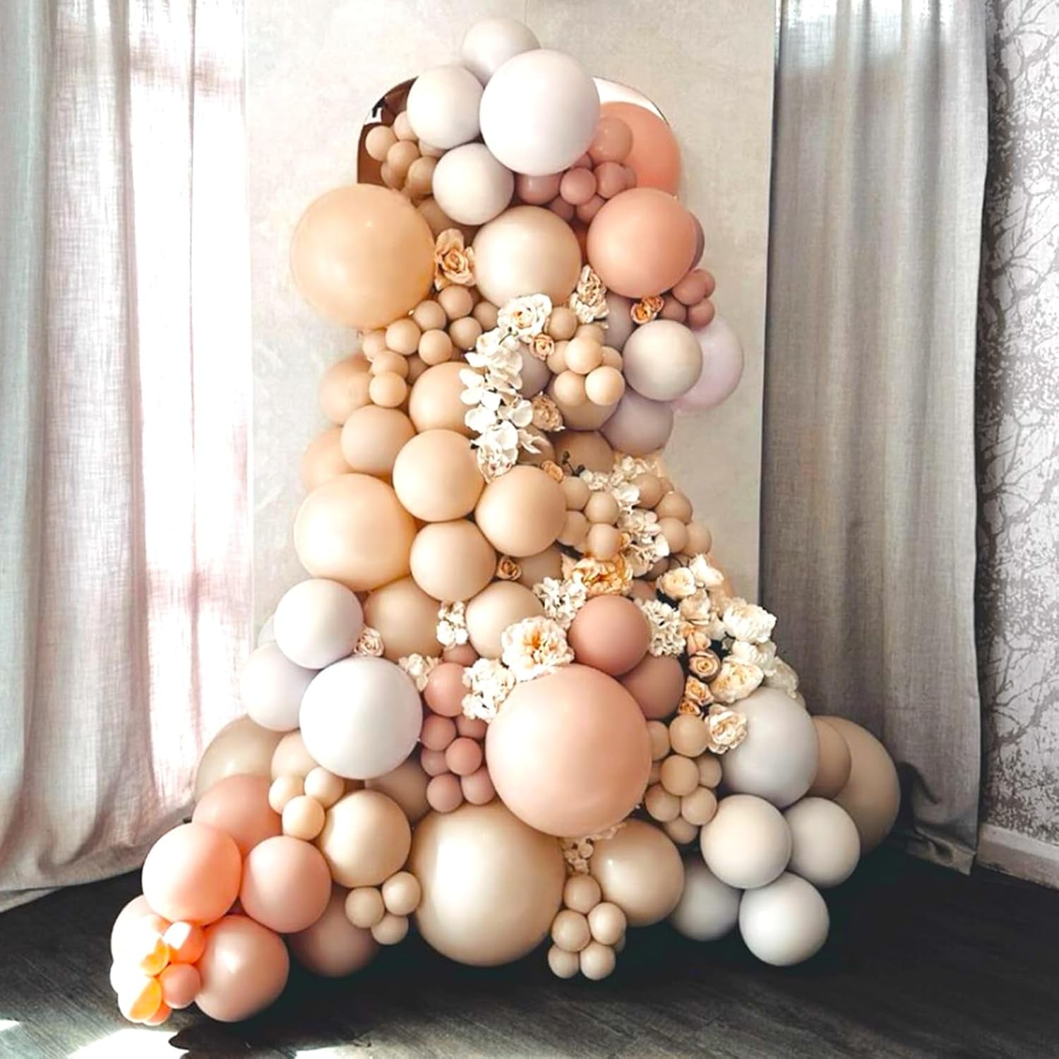 110Pcs Nude Balloon Arch Garland Kit, 18 12 10 5 Inch Apricot Balloons Different Sizes for Birthday Party Decorations