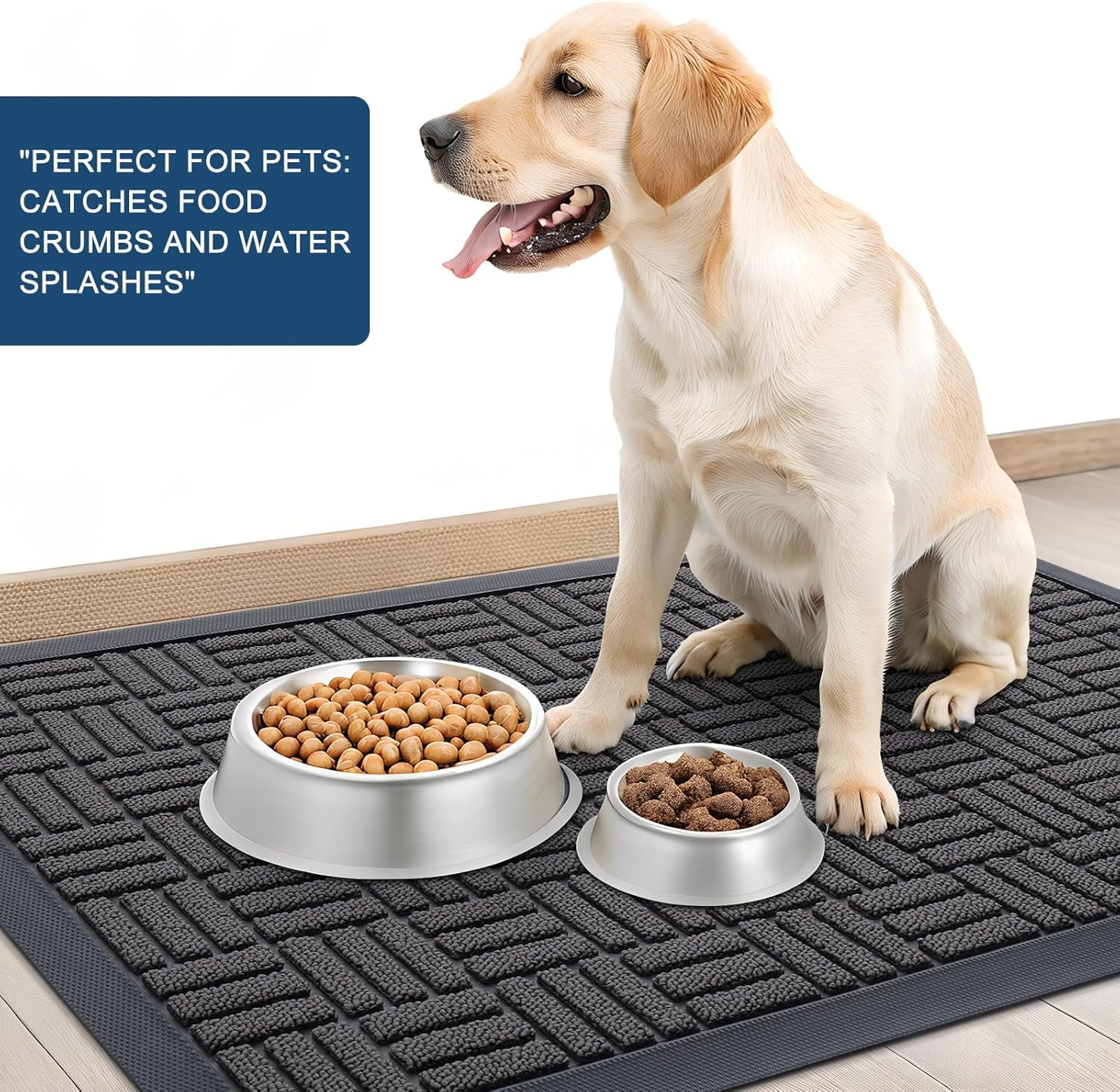 Front Door Mat outside Entrance 29X17, Absorbent, Heavy Duty Sturdy Natural Rubber Doormat Indoor Outdoor, Stain and Fade Resistant, Non-Slip Backing Low Profile Floor Mat for Entryway, Gray