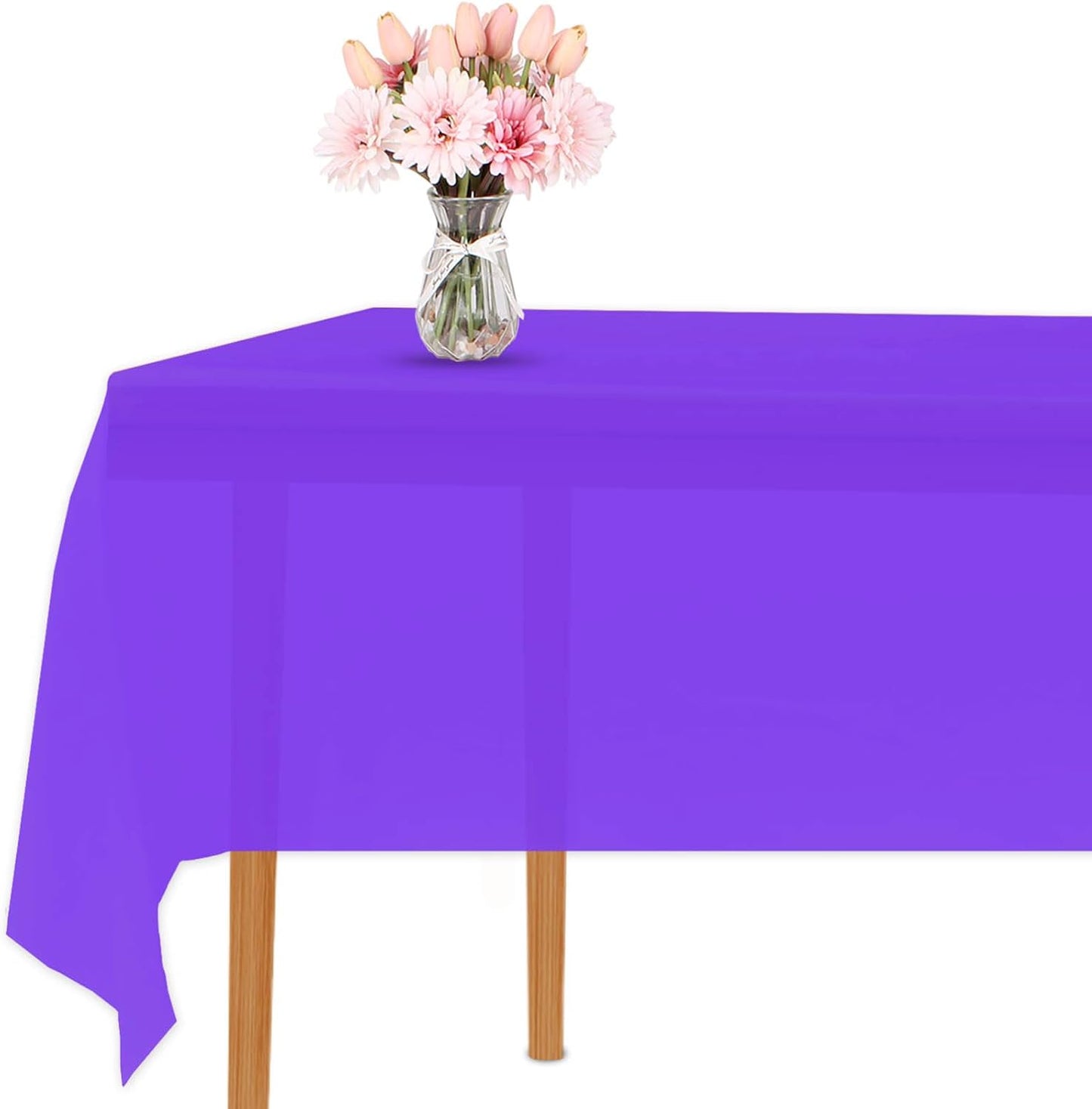 Purple 3 Pack Premium Disposable Plastic Tablecloth for Parties 54 Inch X 108 Inch Rectangle Table Cover 6 to 9 Foot Tables for Birthdays Thanksgiving Weddings Christmas Anniversary Buffet Table