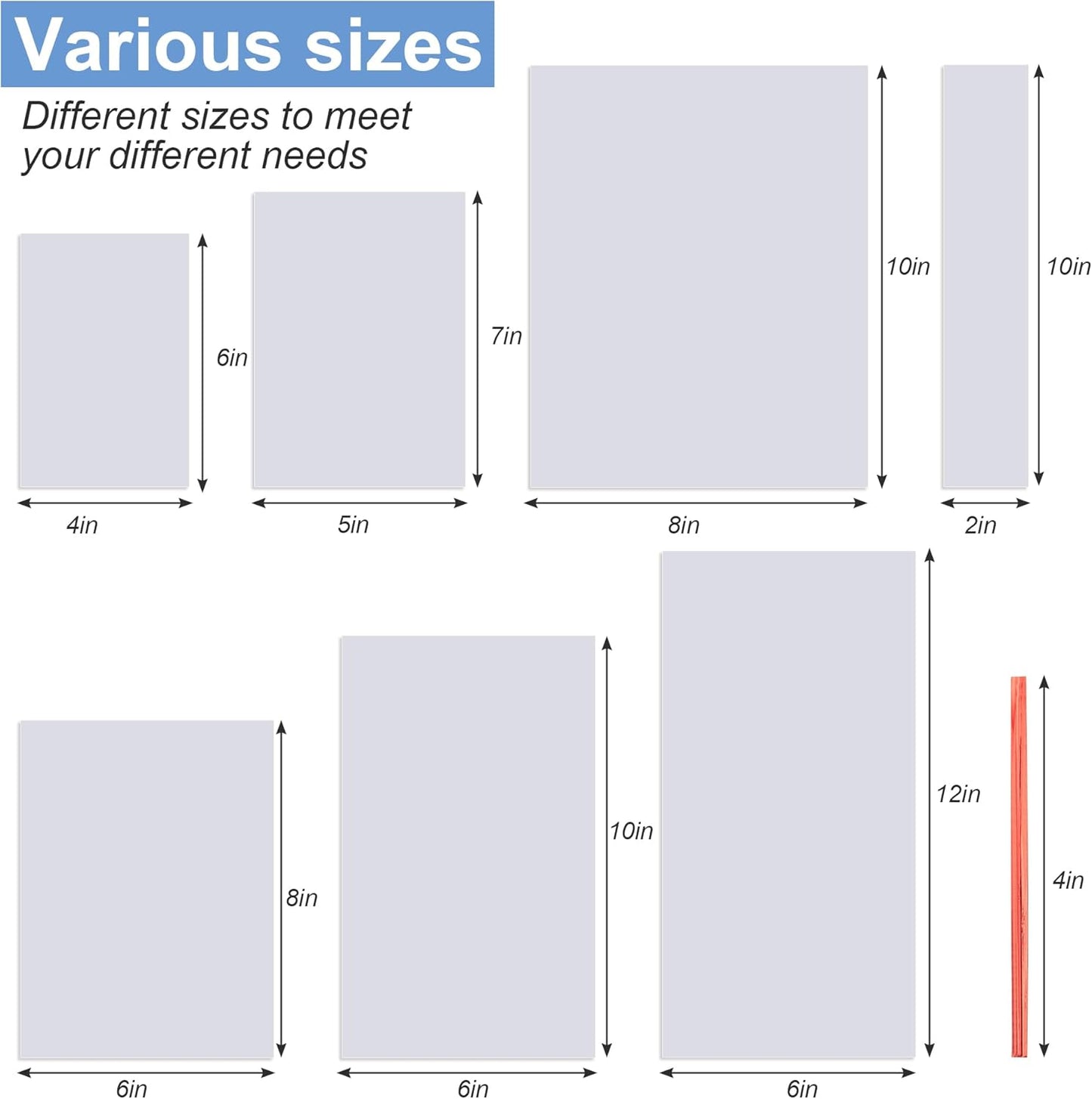 Cello Cellophane Treat Bags, 200 Pcs 4X6 Inches Clear Cellophane Bags with 200 Twist Ties for Gift Wrapping,Packaging Candies,Dessert,Bakery,Party Favors