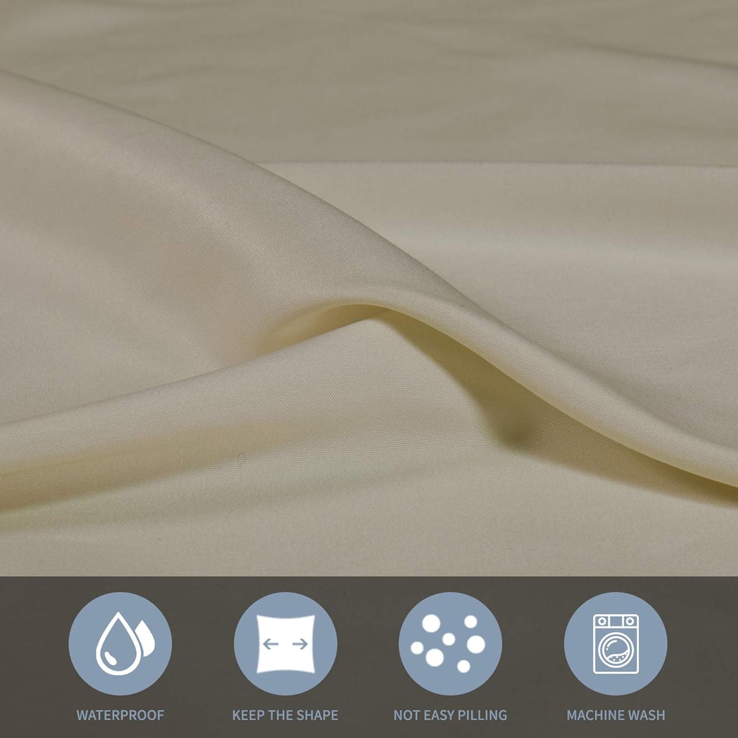 Rectangle Waterproof Tablecloths 60 X102 Inch Beige Spillproof Fabric Tablecloth, Decorative Fabric Table Cover, Great for Buffet Table, Parties, Holiday Dinner, Wedding & More
