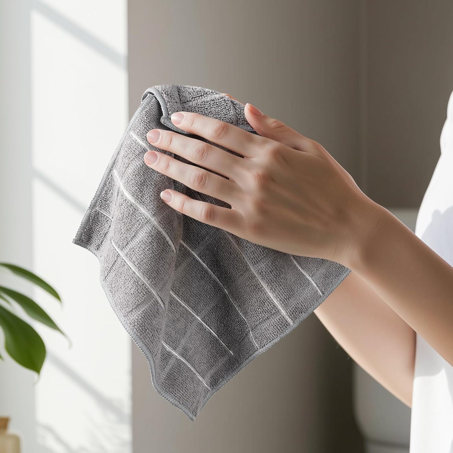 - Microfiber Kitchen Towels, Super Absorbent 12 X 12 Inches, Durable, Soft, and Lint Free Dish Towels, Ideal for Cleaning Dishes, Pans, and Kitchen Appliance (8 Pack, Grey)