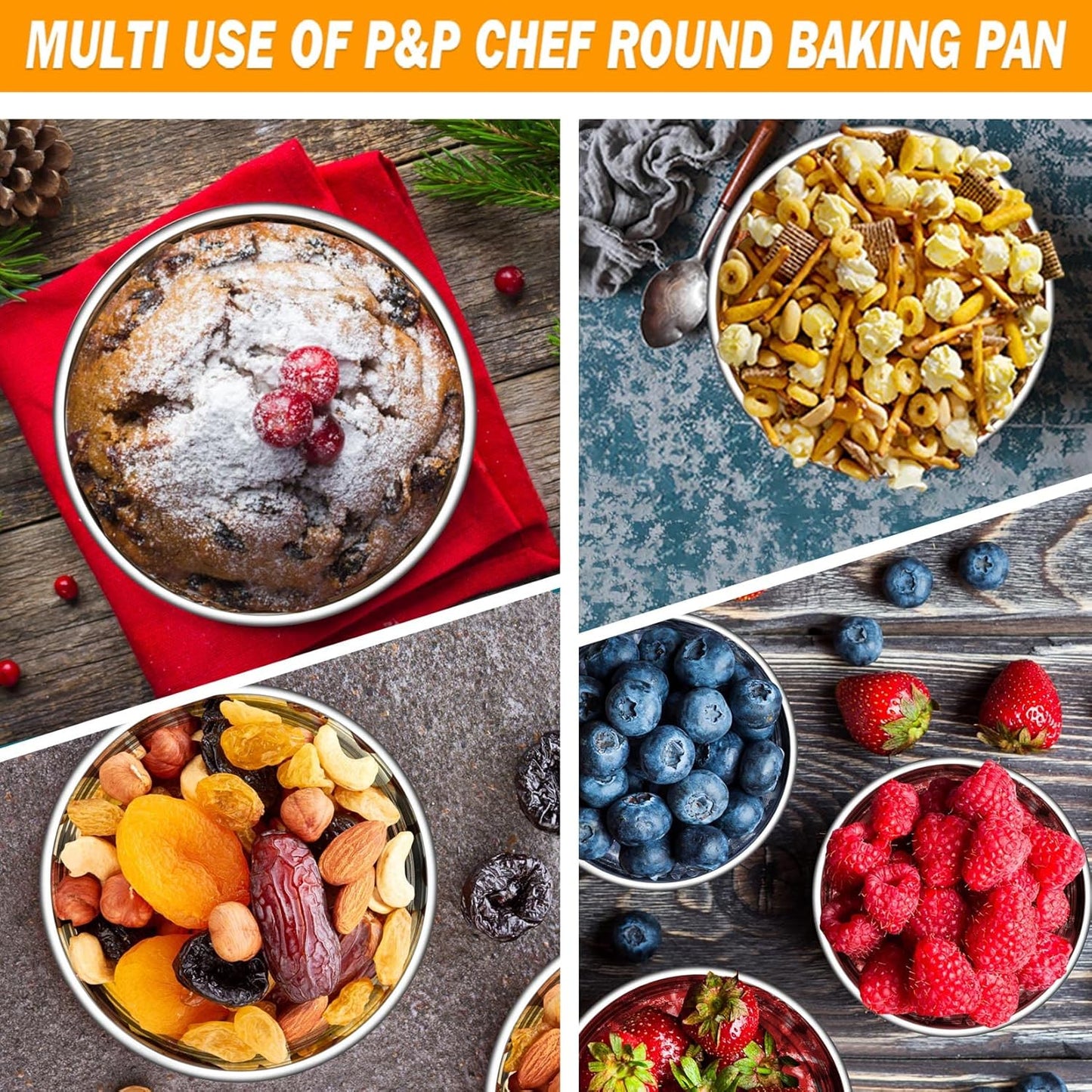 Cake Pan Set of 4, Stainless Steel Baking round Cake Pans Tins Bakeware for Birthday Wedding, Leak-Proof & Easy Clean, Mirror Finish & Easy Releasing, 4 Inch