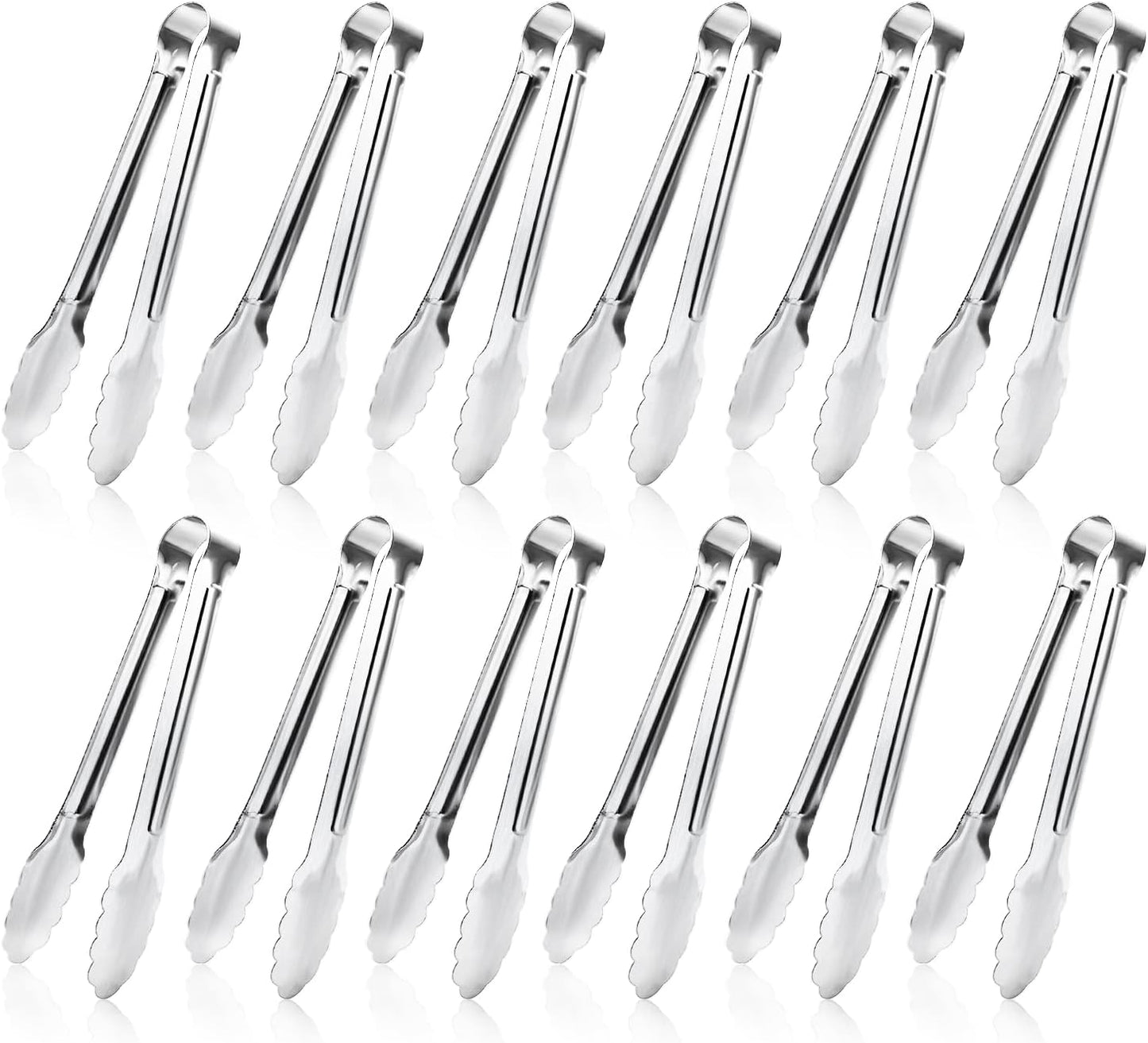 12 Pack Small Serving Tongs, Stainless Steel Sugar Tongs Mini Appetizers Tongs Mental Kitchen Tongs for Serving Food (5Inch)