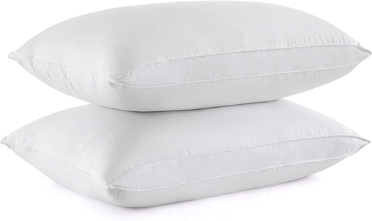 ® Goose Feather down Pillows, Standard Size Soft Bed Pillows for Sleeping with 100% Cotton Shell Set of 2