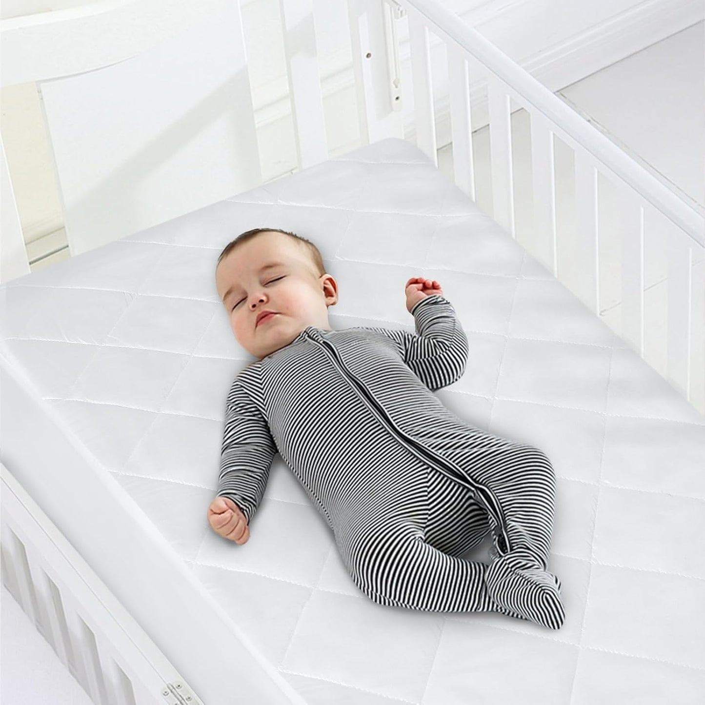 Waterproof Crib Mattress Protector 2 Pack Fitted Crib Sheets Cover Toddler Bed Mattress Pad Protector for Boys Girls, Skin-Friendly & 100% Absorbent Machine Wash