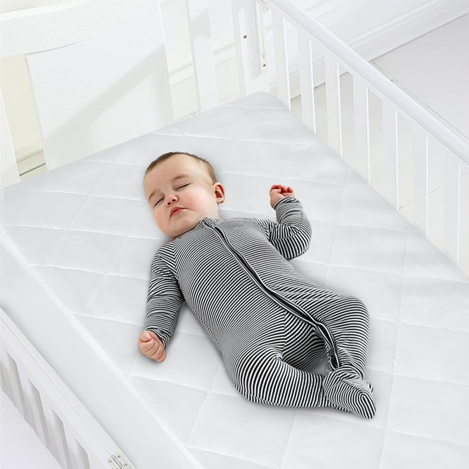 Waterproof Crib Mattress Protector 2 Pack Fitted Crib Sheets Cover Toddler Bed Mattress Pad Protector for Boys Girls, Skin-Friendly & 100% Absorbent Machine Wash