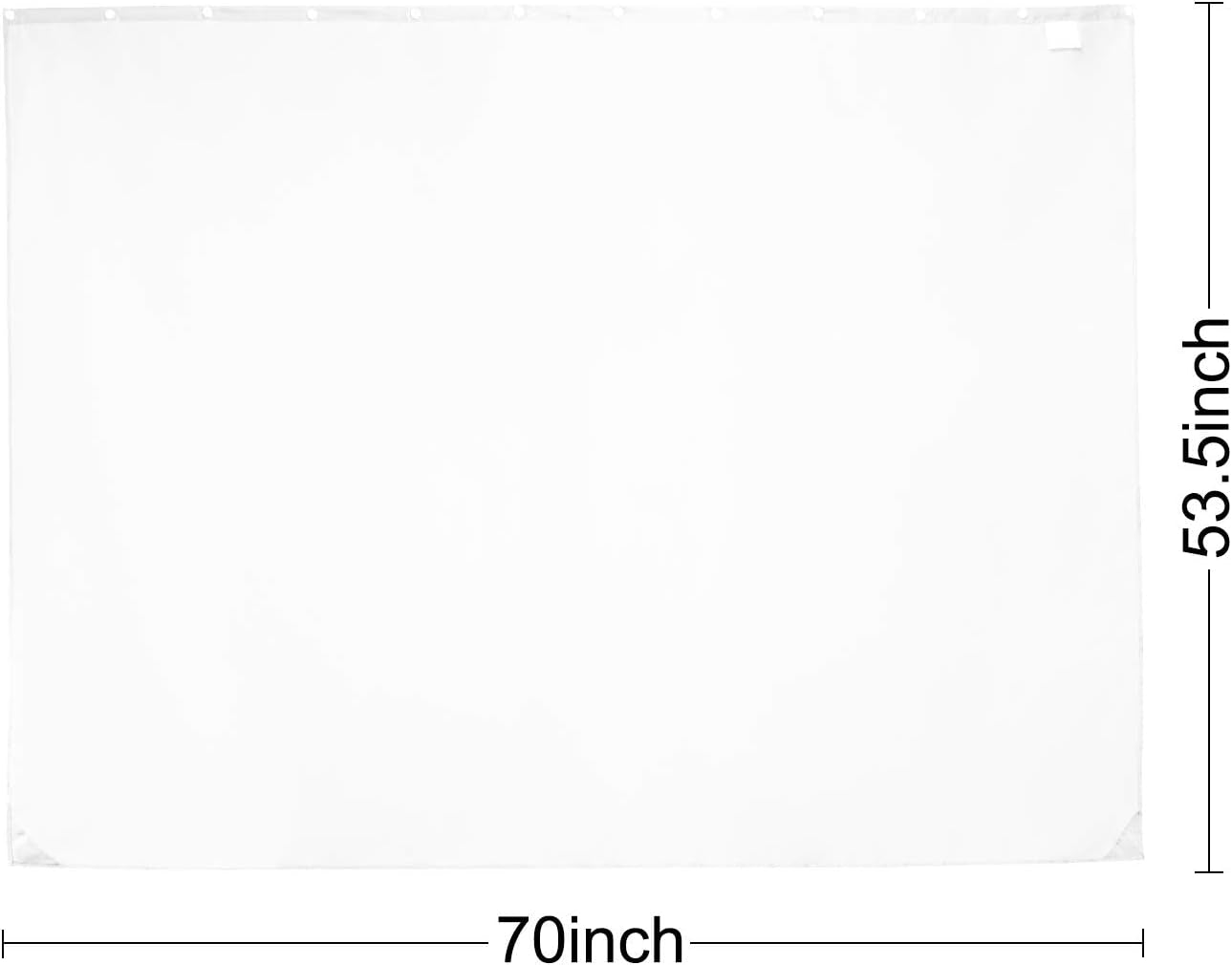 Waterproof Fabric Snap in Shower Curtain Liner Replacement with Magnets 70" X 54" - Removable & Detachable to Wash - White, 70X54