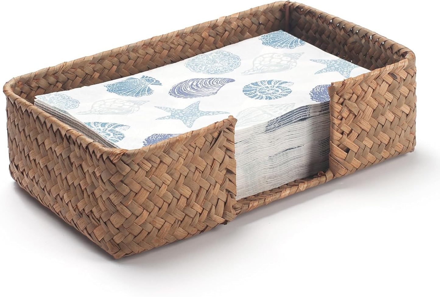 Seagrass Napkin Holder Rectangular Woven Flat Napkin Basket Tray for Tables 9.5" X 5.5" X 2"