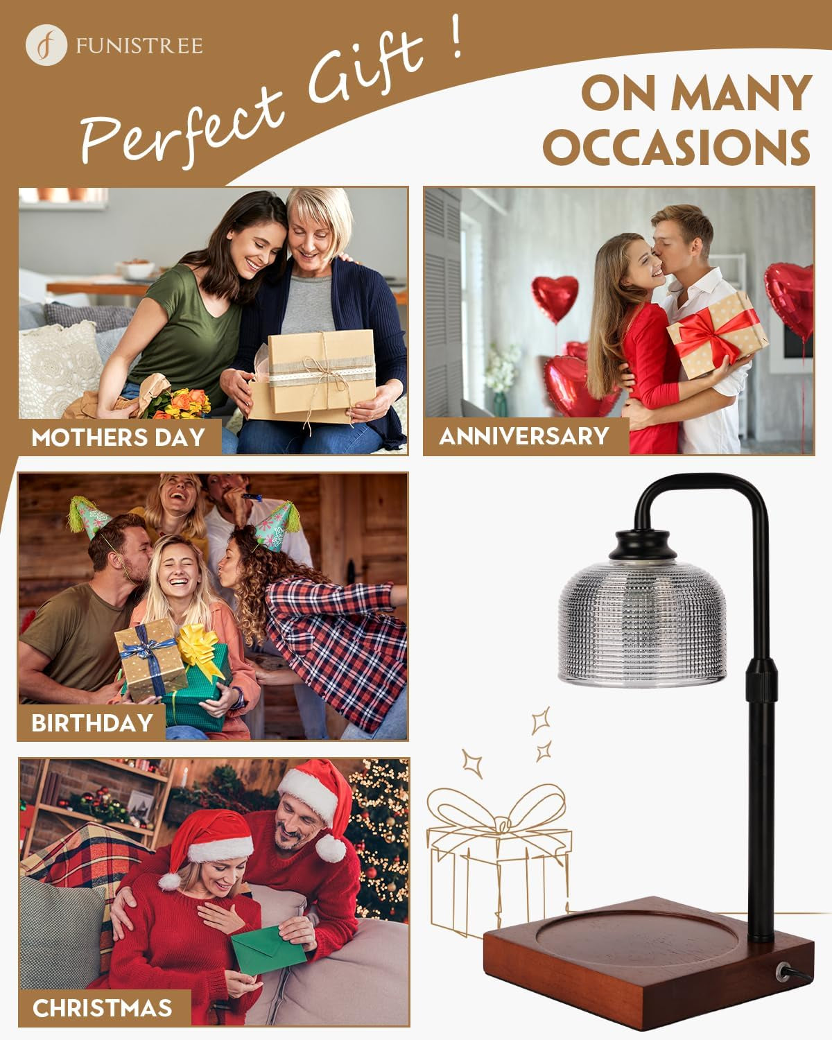 Candle Warmer Lamp with Timer Dimmable, Adjustable Height, House Warming Gifts New Home Room Decor, Birthday Gifts for Women Mom, Wax Warmer Lamp for Jar Candles with 2 Bulbs