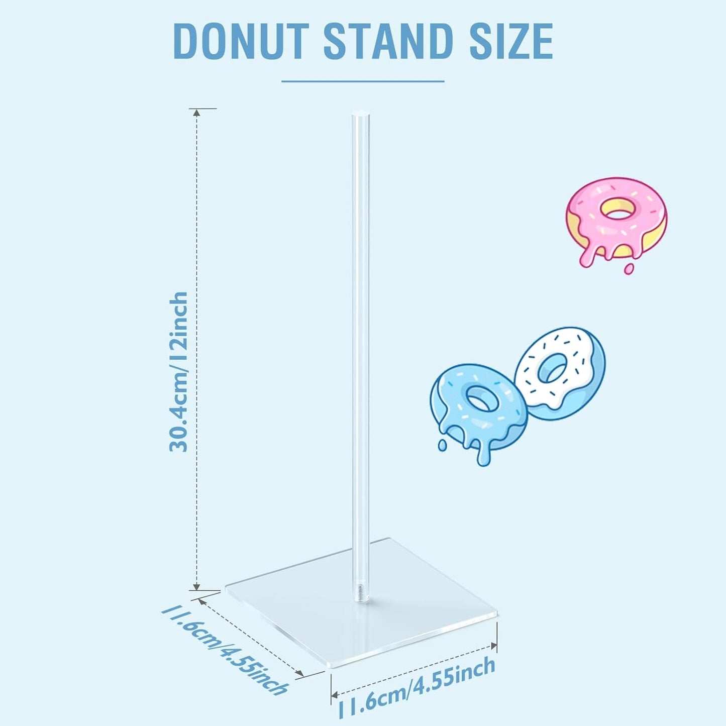 Donut Stand Bagel Stand 2 Pack, Acrylic Doughnut Holder, Clear Donut Display Stand, Bagel Tower Stand, Wall Display Stand Holder for Birthday, Wedding, Baby Shower, Christmas, Party