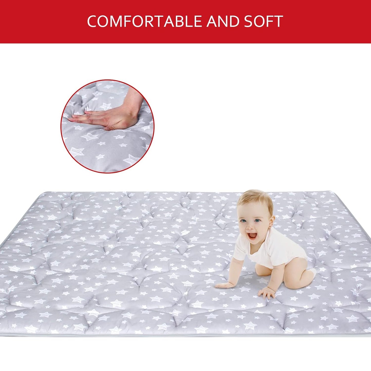 Baby Play Mat 50" X 50" Playpen Mat Fit for TODALE and Dripex Baby Playpen, One-Piece Crawling Mat Non Slip Cushioned Baby Playmat for Floor 50X50 Inches