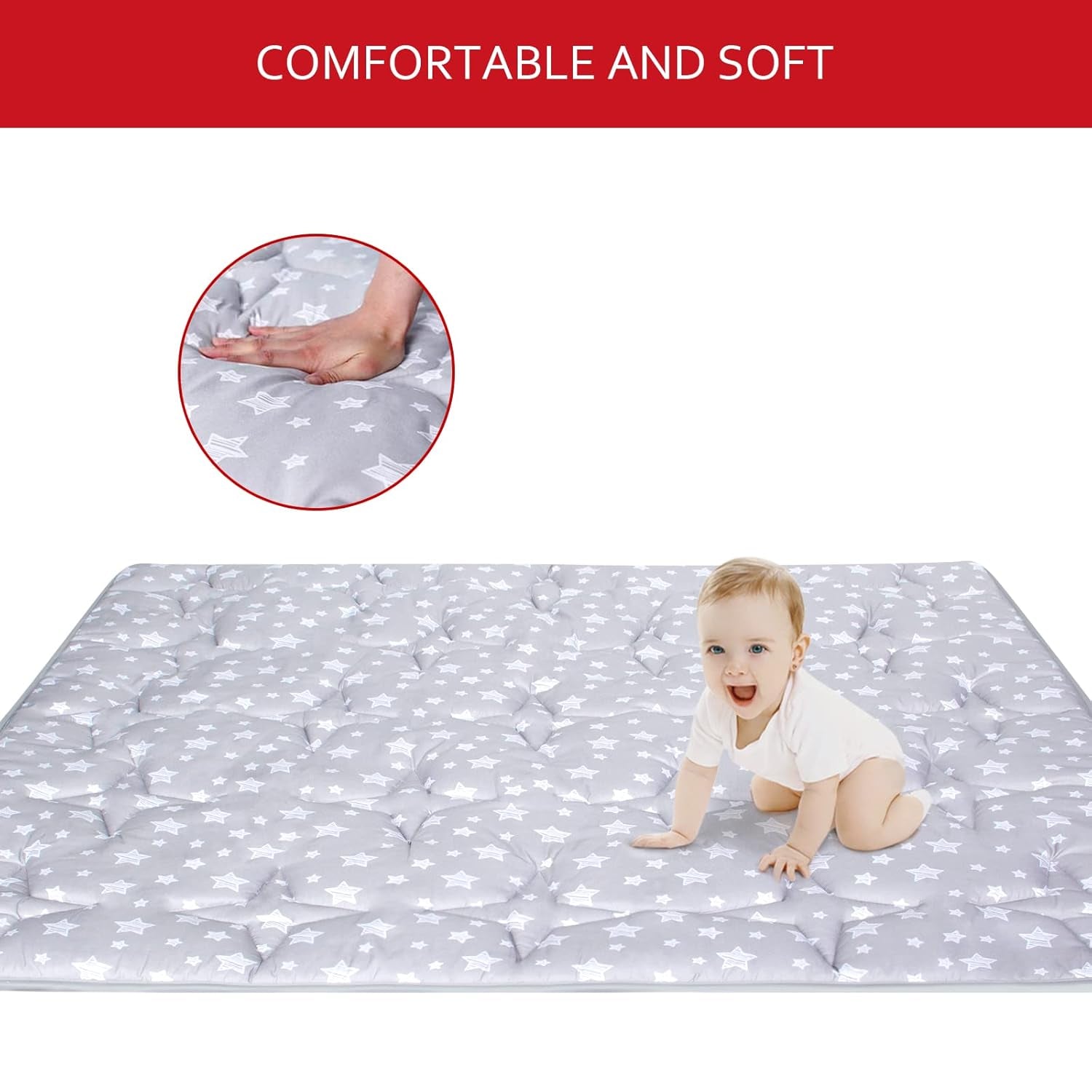 Baby Play Mat 50" X 50" Playpen Mat Fit for TODALE and Dripex Baby Playpen, One-Piece Crawling Mat Non Slip Cushioned Baby Playmat for Floor 50X50 Inches