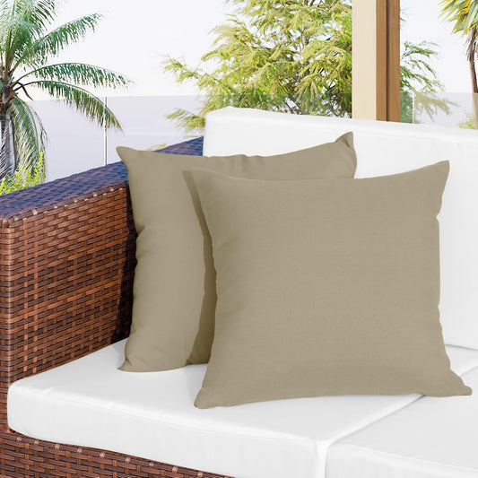 16X16 Inch Pack of 2 Outdoor Waterproof Pillow Covers Only Patio Throw Pillowcase Khaki