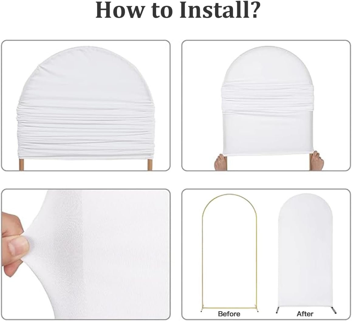 White Wedding Arch Backdrop Cover Spandex 6FT Fitted Stretchy Chiara Arches Stand Covers for Birthday Party Bridal Baby Shower Ceremony Banquet Decoration