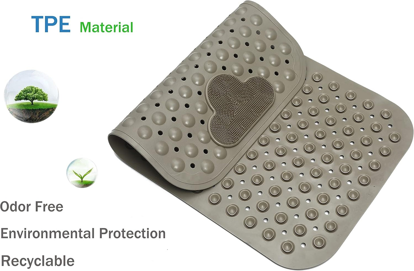 Bath Tub Mat Shower Mat Non Slip Bathtub Mats with Suction Cups Bath Mat for Tub Bathroom Mats 28" X 16" Machine Washable (Light Brown)