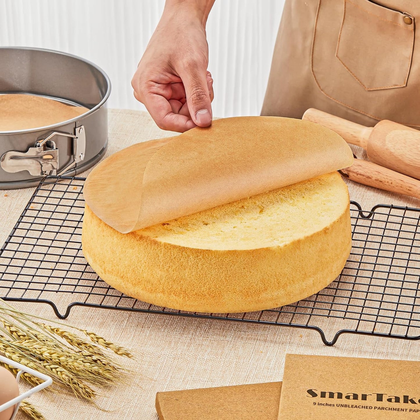 100 Pcs Unbleached Parchment Paper Baking Sheets Round, 4 Inches Non-Stick Precut Baking Parchment, Perfect for Baking Grilling Air Fryer Steaming Bread Cup Cake Cookie and More