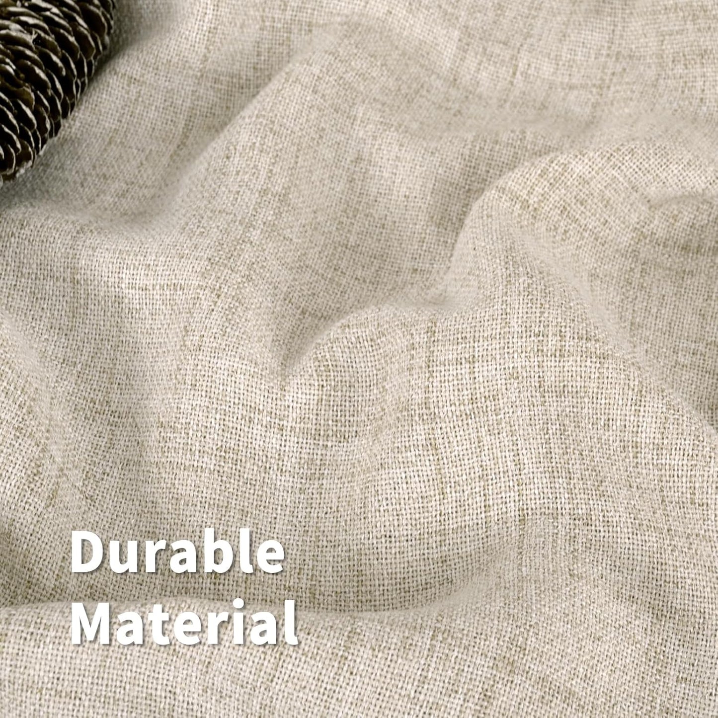 Small Linen Curtains 36 Inch Length for Cafe, Semi Sheer Half Textured Drapes with Rod Pocket Back Tab Rustic Light Filtering for Bathroom Kitchen Window over Sink, 2 Panels Set, 42 X 36 Inch