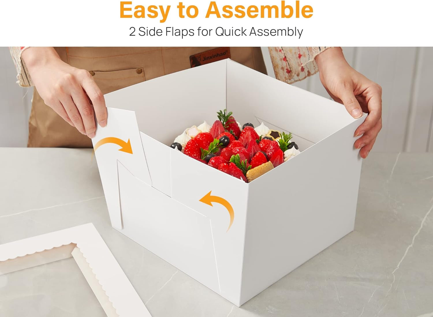 5Pcs Cake Boxes, 12X12X8 Inches Tall Cake Box with Window, White Bakery Boxes, Large Baking Boxes, Square Cardboard Cake Box for Multi-Layer Cakes, Cake Decorating Supplies for Gift Giving