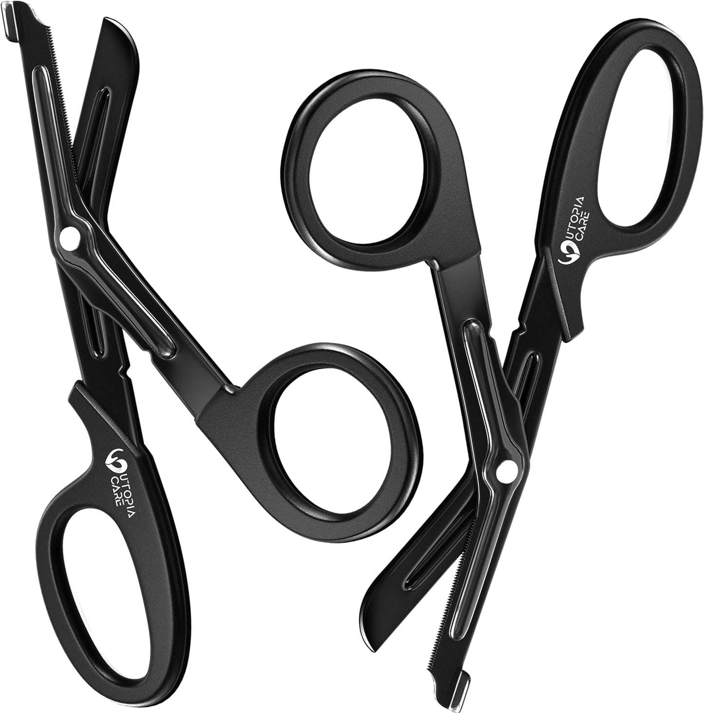 Medical Scissors Pack of 2, Stainless Steel EMT Trauma Shears for Nurses, Bandage Scissors with Stainless Steel Blades, All Purpose Surgical Shears, Black