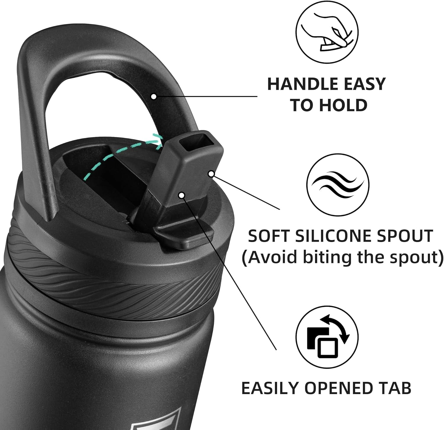 14 Oz Kids Insulated Water Bottle with Straw Lid – Stainless Steel Double Wall Vacuum, Leak-Proof, Bpa-Free Water Bottles for School Boys & Girls(Black)