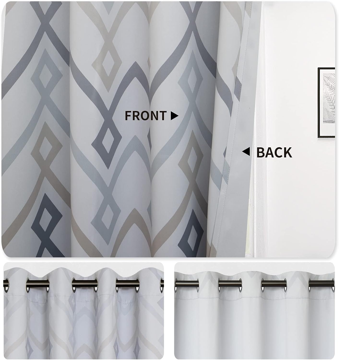 Printed Blackout Curtains for Bedroom, Gradient Line Color Noise Reduction Curtain Drapes, Light Blocking Thermal Insulated Grommet Curtain, 2 Panels, 52 X 96 In, Blue