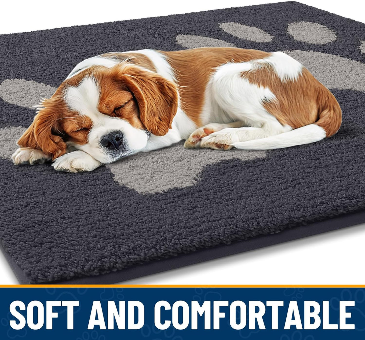 Dog Door Mat for Muddy Paws 30X20, Dirt Trapper Non Slip Washable Indoor Doormats, Absorbent Entryway Carpet for inside Floor, Dark Grey