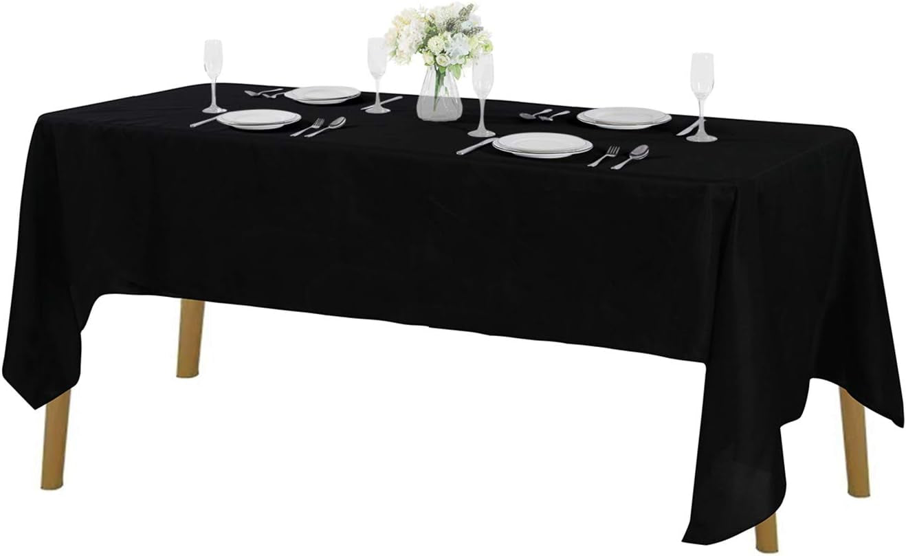 Rectangle Tablecloth 60X102 Inch Washable Polyester Fabric Table Cloth for Wedding Party Dining Banquet Decoration(60X102, Black)