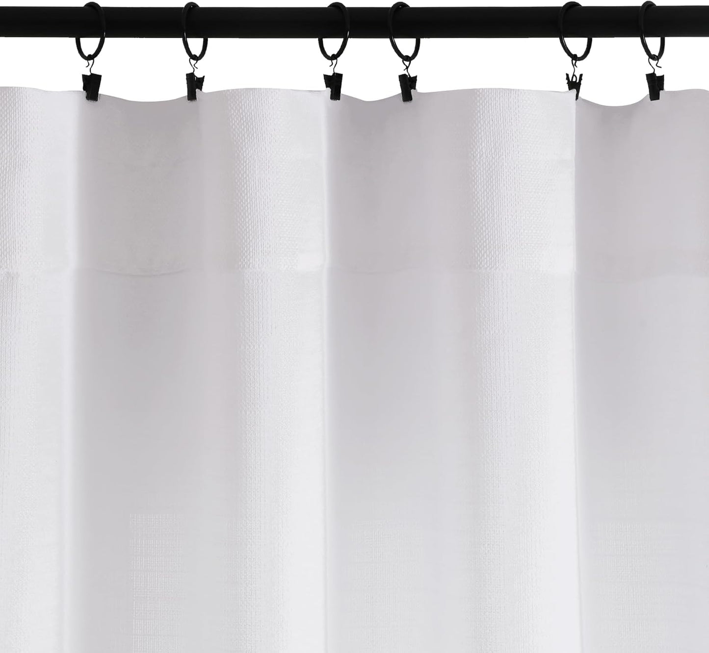 2 Panels White Curtains 24 Inch Length Tier Curtain, Faux Linen Textured Small Cafe Curtains, Light Filtering Short Camper Curtain for RV Window Bathroom, 30X24 Inch, 2PCS