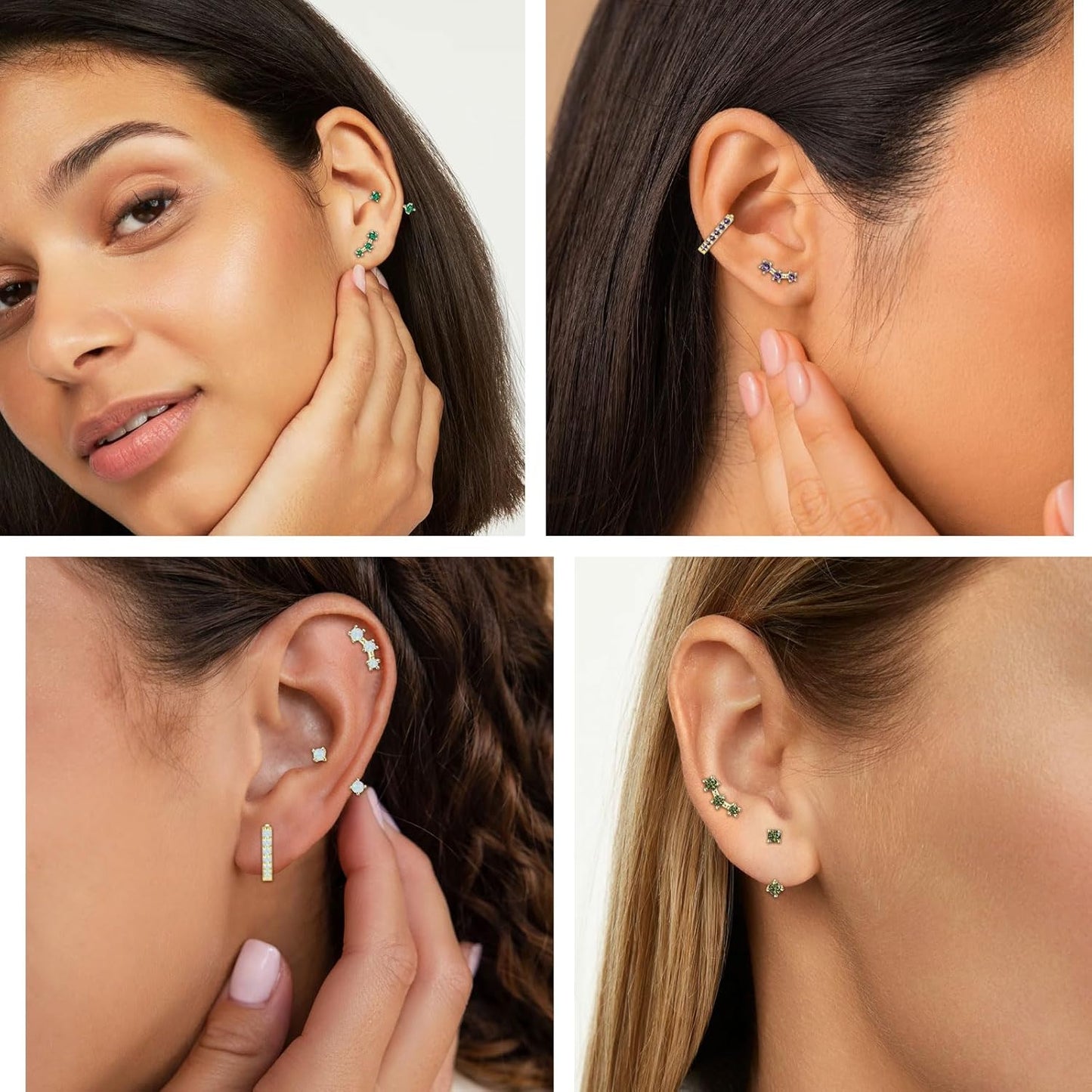 3Pairs Birthstone Piercing Stud Earrings for Women, Tiny Huggie Hoop Stud Earrings for Girls, Hypoallergenic Sensitive Ear Birthston Studs for Christmas Birthday Wedding Celebrations