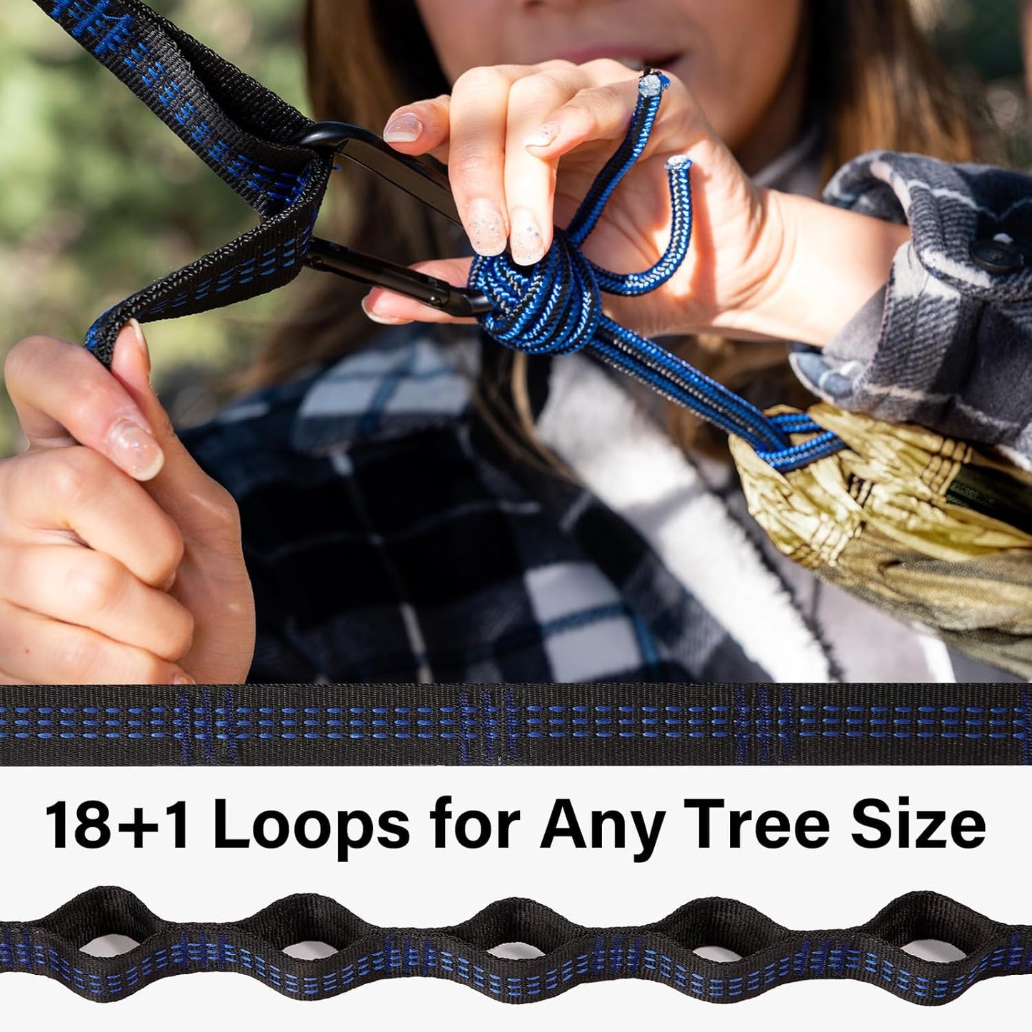 Camping Hammock 500 Lbs Capacity, Portable Hammocks with Tree Straps & Attached Carry Bag, Camping Essentials Gear, Perfect for outside Indoor Hiking Beach Backpack Travel