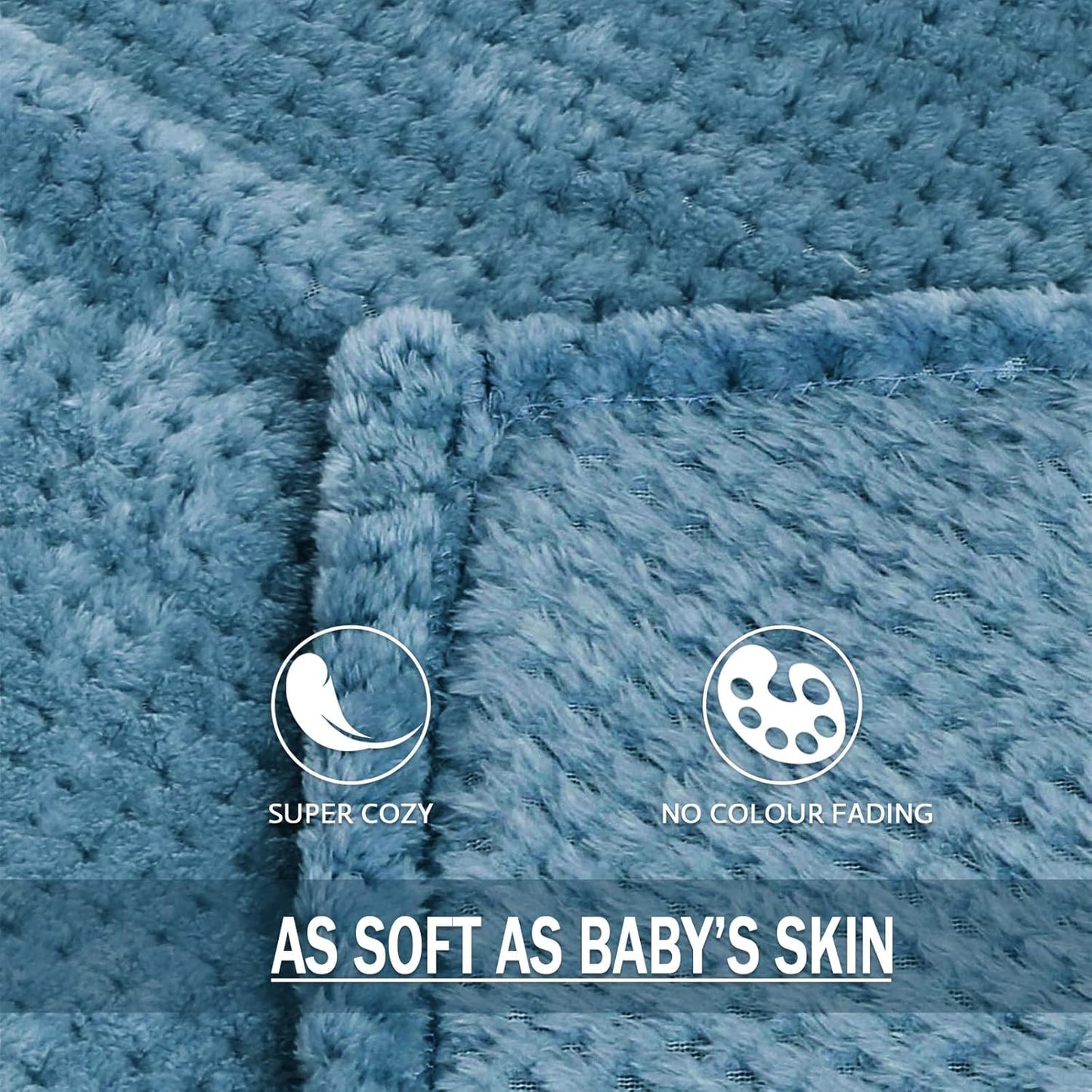 Extra Large Fleece Throw Blanket - Super Soft and Warm Waffle Textured Blanket for Couch, Sofa, and Bed (Slate Blue, 50X70 Inches)