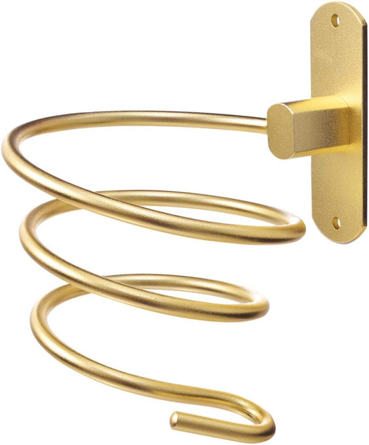 Wall-Mounted Gold Hair Dryer Holder for Bathroom Hair Care Tools