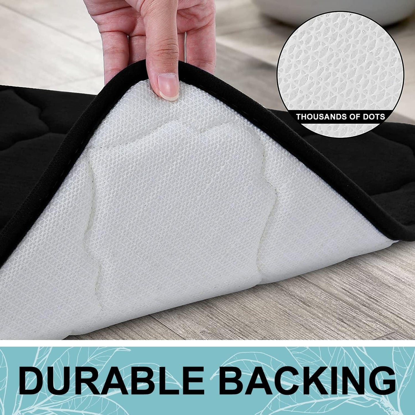 Memory Foam Bath Rug and Toilet Rug U-Shaped, Bath Rug Size 32X20 and Toilet Rug Size 24X20 in Black, 2 Item Bundle