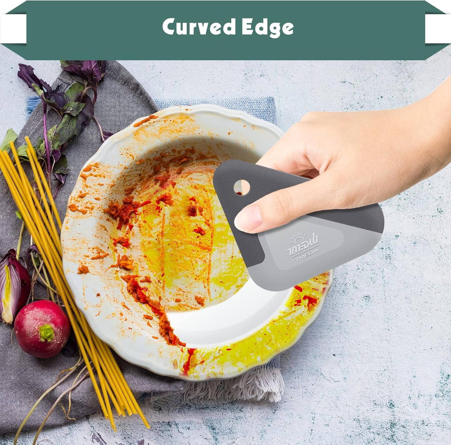 Pan and Pot Scraper, Nylon and Soft Silicone 2 in 1 Kitchen Dish Scraper