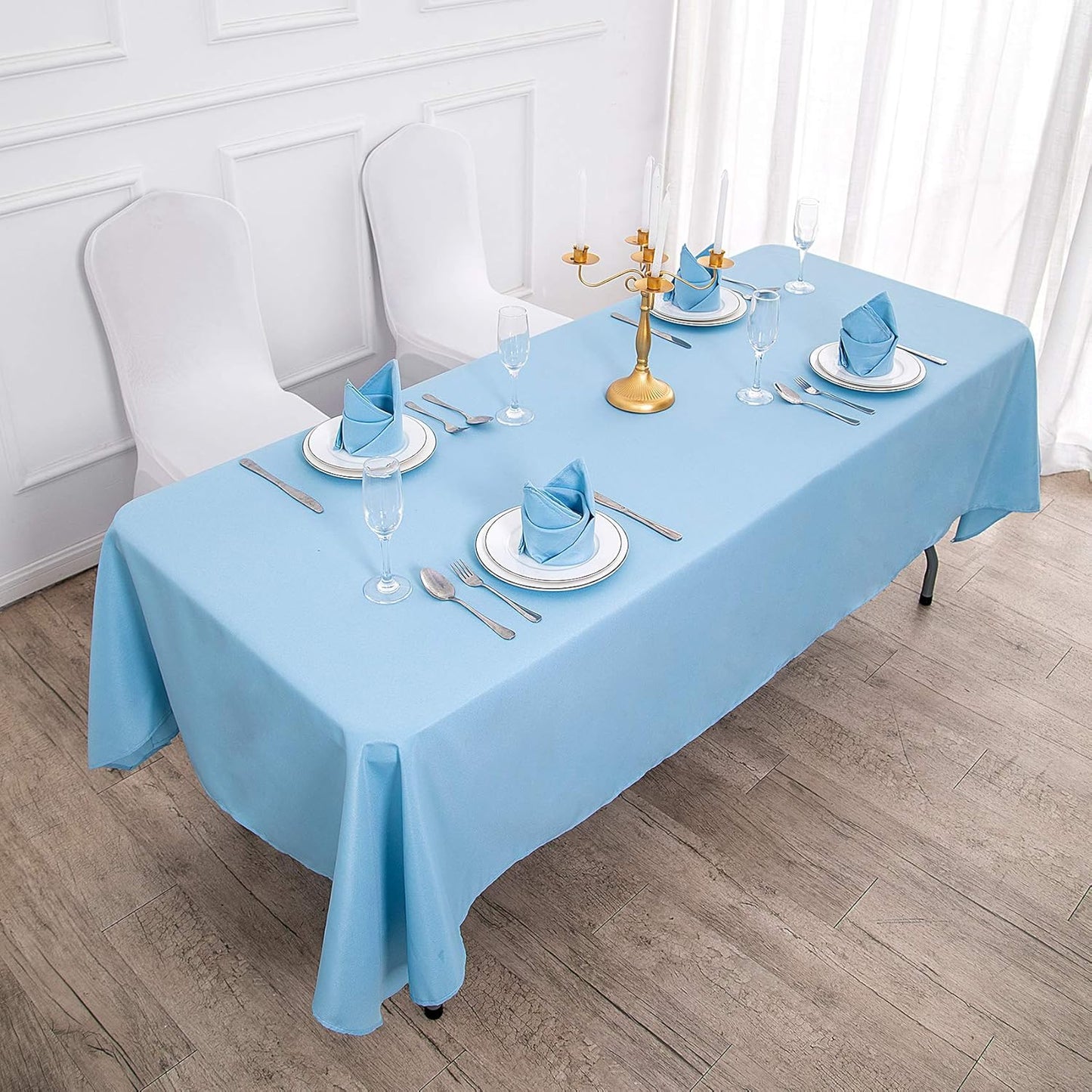 Rectangle Tablecloth 60X102 Inch Washable Polyester Fabric Table Cloth for Wedding Party Dining Banquet Decoration(60X102, Blue Mist)