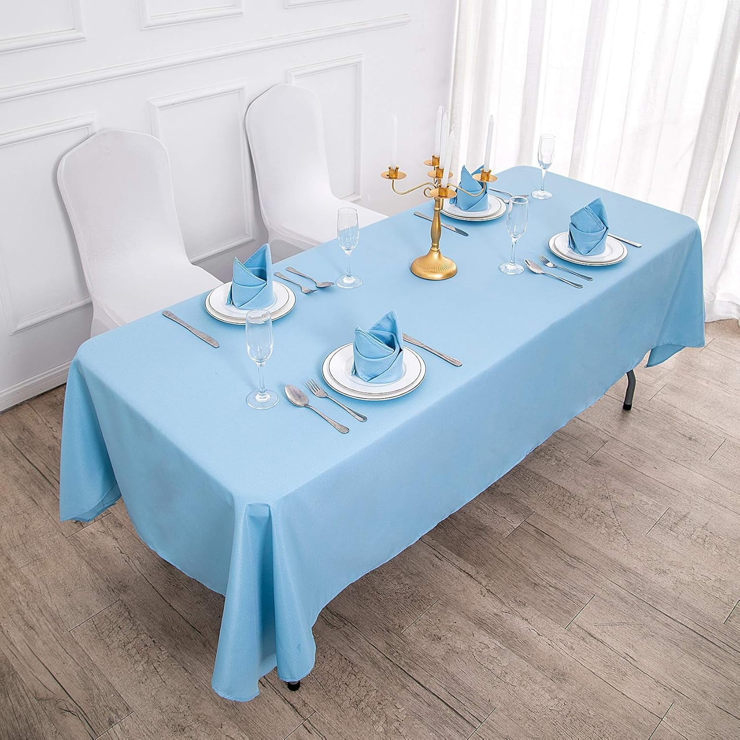 Rectangle Tablecloth 60X102 Inch Washable Polyester Fabric Table Cloth for Wedding Party Dining Banquet Decoration(60X102, Blue Mist)