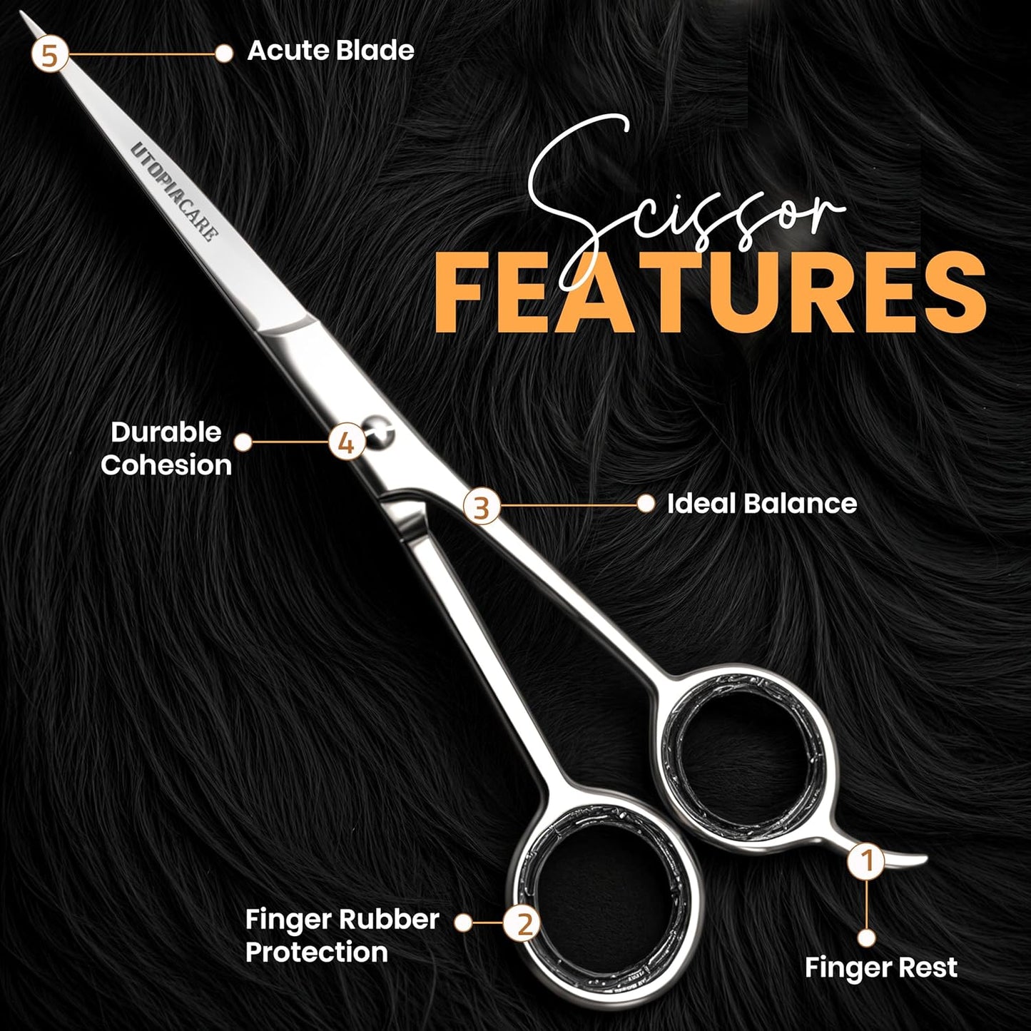 Hair Cutting and Hairdressing Scissors 6.5 Inch, Premium Stainless Steel Shears with Smooth Razor and Sharp Edge Blades for Salons, Men, Women and Kids, Silver