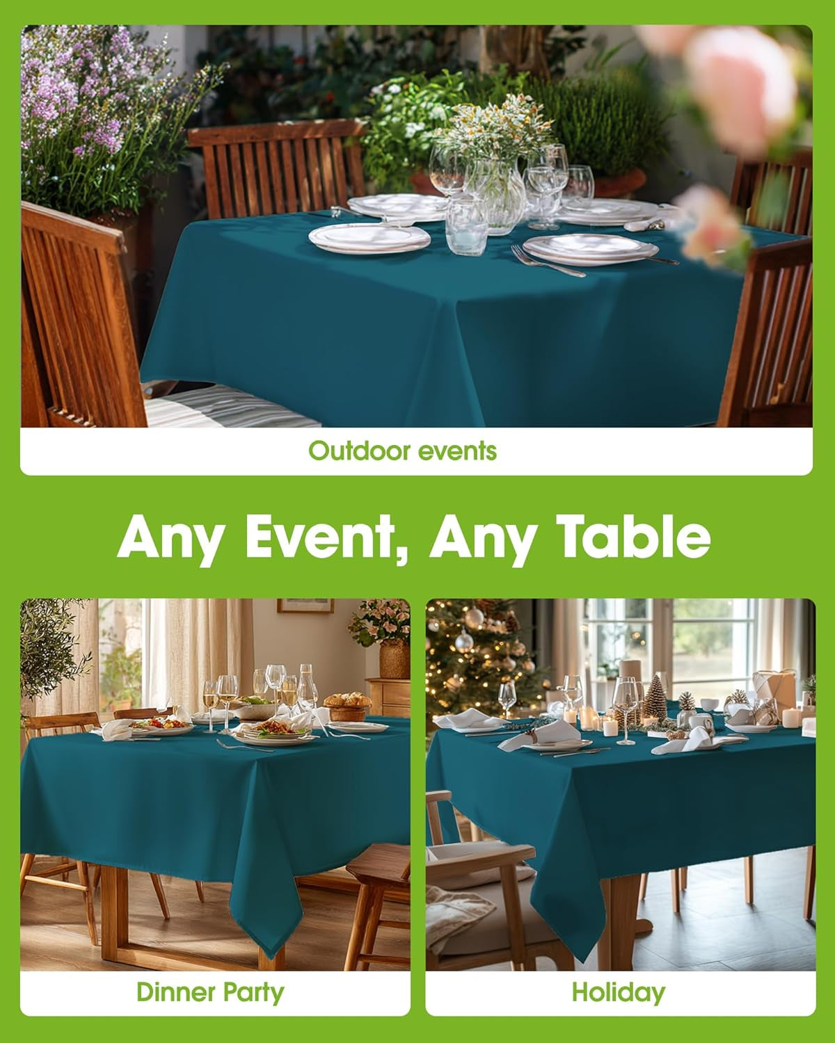 Rectangle Table Cloth 60" X 84" – Durable Polyester Tablecloth Offers Reusable & Washable Protection, Ideal for Outdoor Party, Picnic, Wedding, Banquet and Birthday, Caribbean