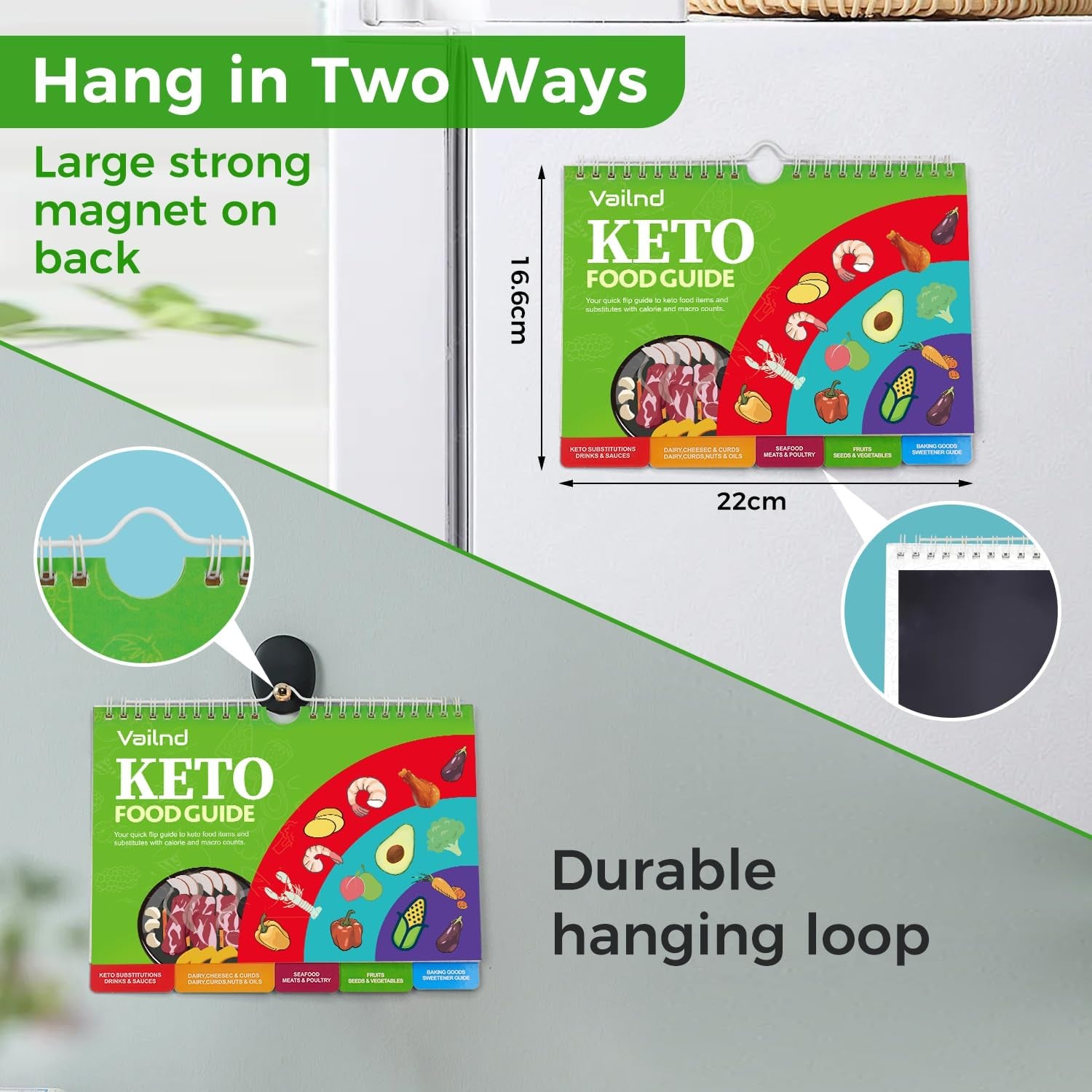 Keto Cheat Sheets Magnets Booklet, Keto Diet Guide for Beginners, Keto Diet Book Magnetic Chart, Keto Cookbook Weight Loss Low Carb Ketogenic Diet Foods Meal Plan