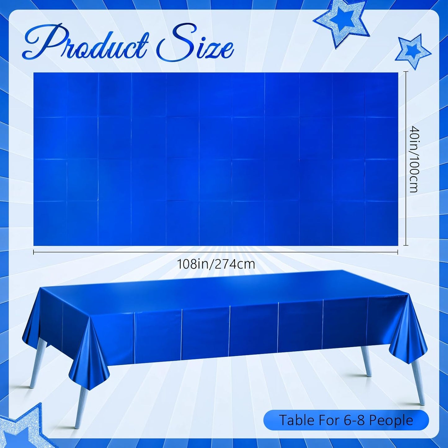 Set of 2 Lake Blue Plastic Tablecloths - Elegant Metallic Matte Finish, 40" x 108" - Ideal for Baby Showers, Christmas, Winter Celebrations, Birthday Parties, Weddings, and Graduation Decorations