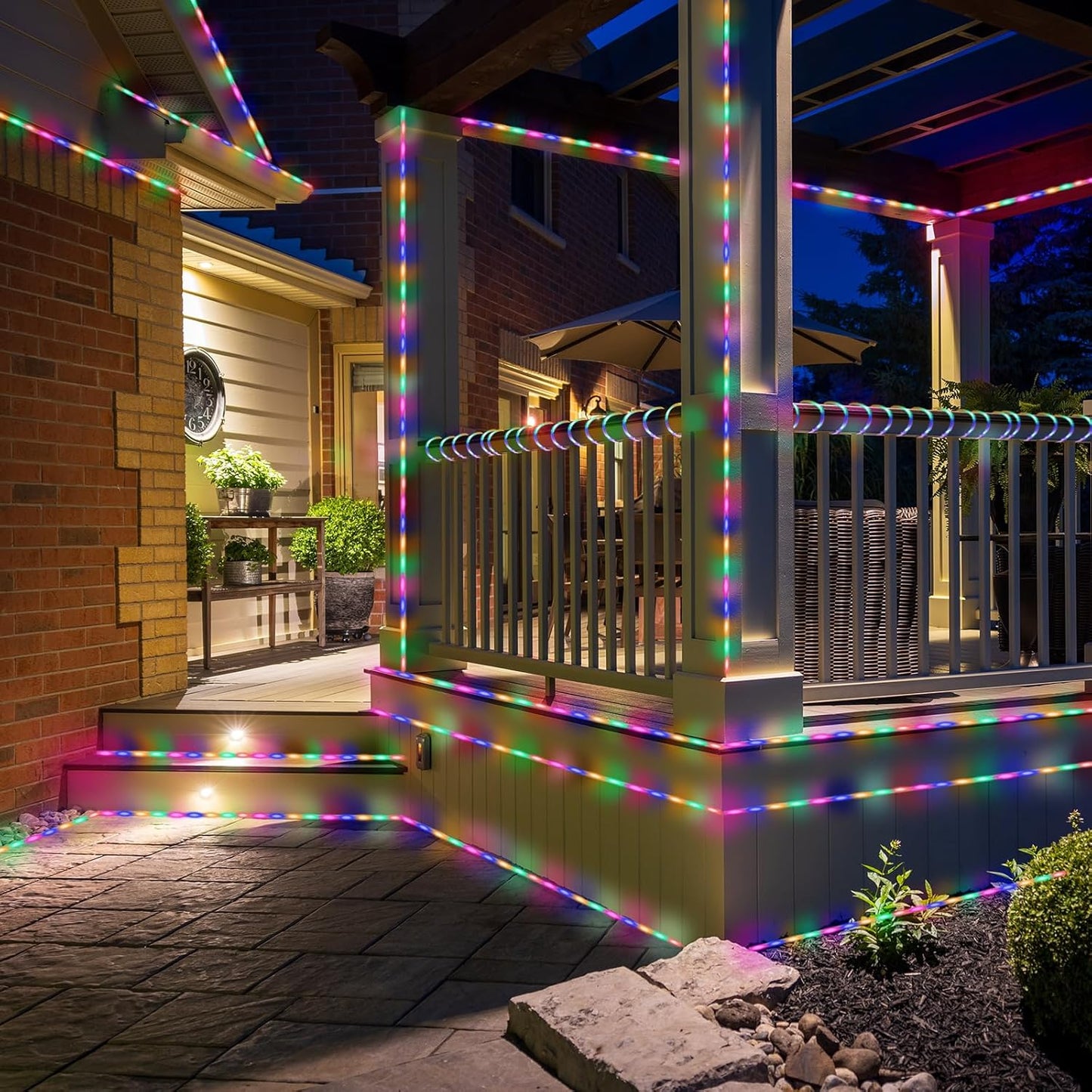 Solar String Lights with PVC Tube, 1 Pack, 33 Ft, 100 LED, Multi Color, 8 Modes, Durability, Waterproof, for Outdoor Use, Ideal for Garden, Patio, Yard, Wedding